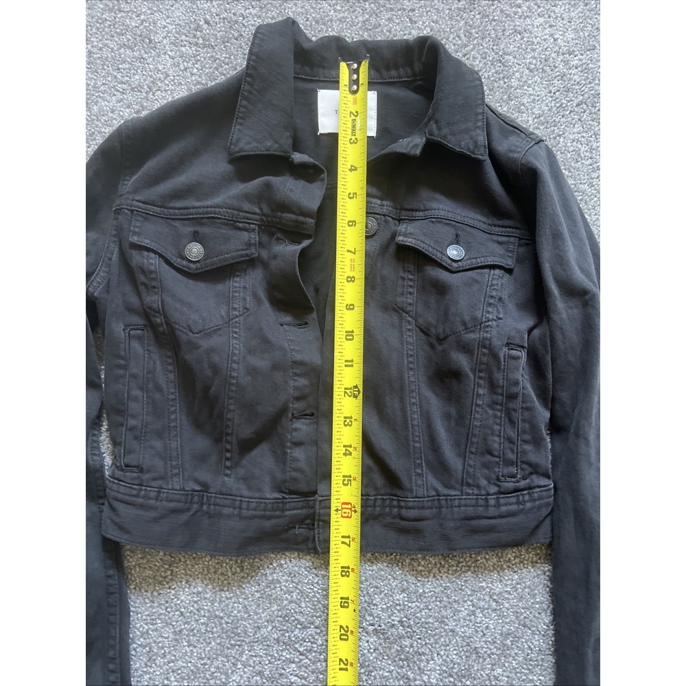Talula Aritzia Denim Jacket Black Cropped Small - Picture 4 of 5